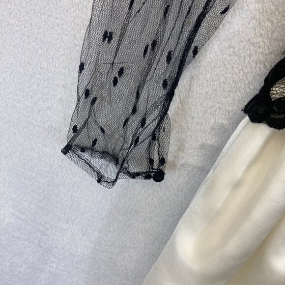 Rina diMontella Lace Satin Dress Womens Size 6 Black Ivory Knee Prom Hoco Formal - Picture 9 of 16